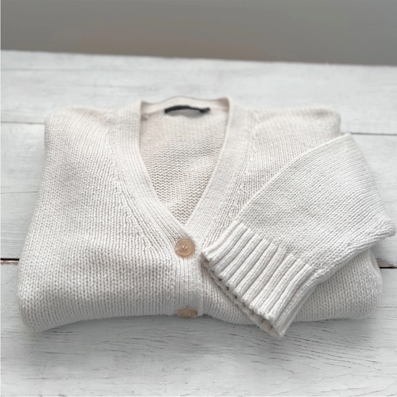 Jenni Kayne Cody Button Up Knit LARGE Cardigan Sweater Ivory Cream Long Sleeve - Picture 9 of 12